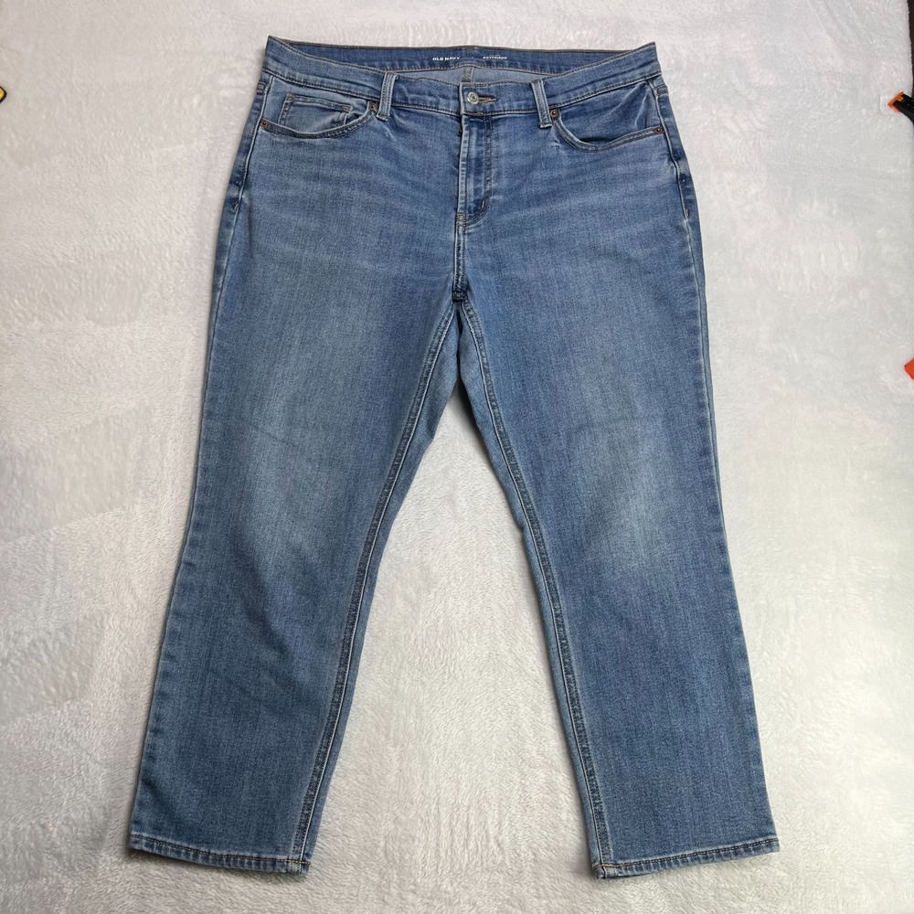 Old Navy Mid Rise‎ Boyfriend Jeans Womens 12 Blue Denim Classic Zip Fly - 36X25